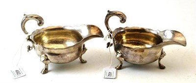 Lot 492 - A Pair of George II Silver Sauce Boats, probably John Swift, London 1740, of oval form with...