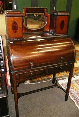 Lot 727 - Mahogany cylinder bureau