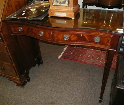 Lot 729 - Reproduction serpentine side table, with glass protector and splashback