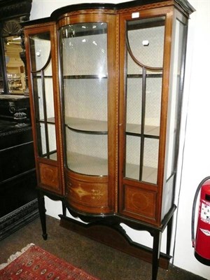 Lot 735 - Edwardian mahogany inlaid bow fronted glazed cabinet