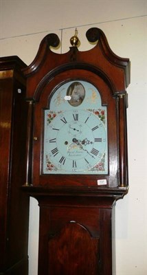 Lot 737 - Oak cased eight day longcase clock with painted arched dial