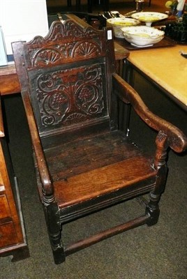 Lot 742 - 17th century carved oak chair