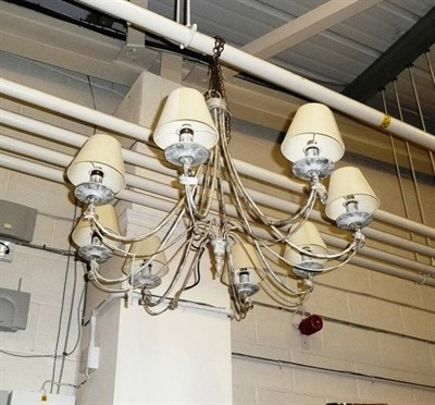 Lot 750 - Modern eight branch chandelier and shades