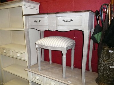 Lot 763 - A small shabby chic dressing table and stool