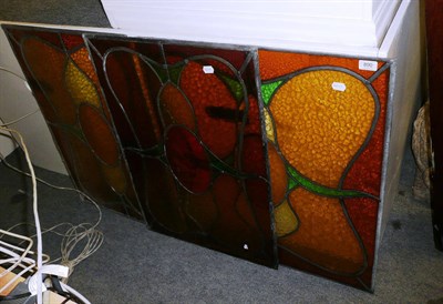 Lot 890 - Three stained glass panels