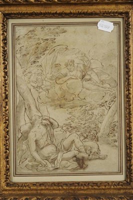 Lot 509 - Italian (circa 1700) Diana and Endymion Pen and ink, together with a sanguine drawing depicting the