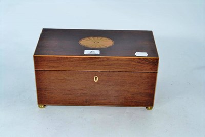 Lot 25 - A Regency inlaid rosewood tea caddy, with liners and mixing bowl