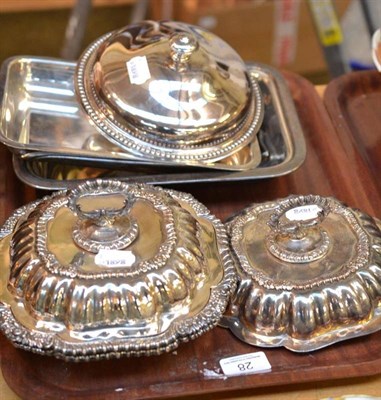 Lot 28 - Four entree dishes in electroplate