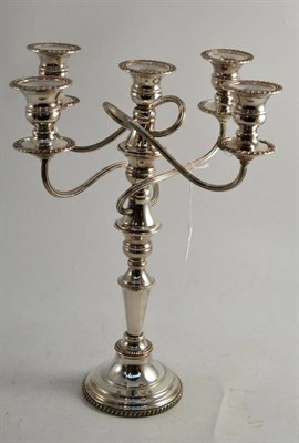 Lot 34 - A silver plated five branch candelabra