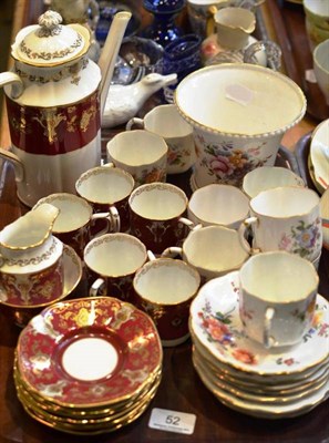 Lot 52 - Royal Crown Derby coffee set, rose decorated cache pot and tea wares (one tray)