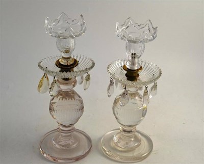 Lot 53 - Pair of cut glass table lustres