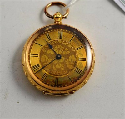 Lot 62 - A lady's fob watch, case stamped '18k'