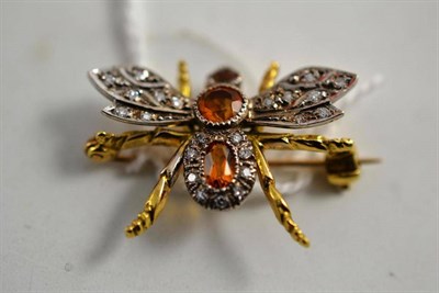 Lot 69 - A bug brooch set with diamonds and citrine