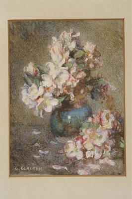 Lot 518 - Sir George Clausen RA, RWS, RI (1852-1944) Still life of blossom in a vase Signed, pencil and...