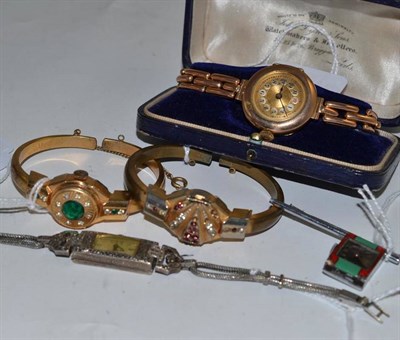 Lot 90 - 9ct gold watch and four dress watches