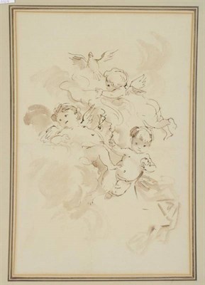 Lot 519 - Attributed to Pietro Annigoni (1910-1988) Italian Study of putti Brown pen, ink and wash, 34.5cm by