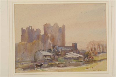 Lot 523 - Frederick (Fred) Lawson (1888-1968) A donkey and buildings before Bolton Castle  Signed, pencil and