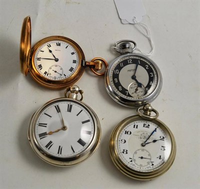 Lot 143 - A silver pair cased verge pocket watch and three other pocket watches