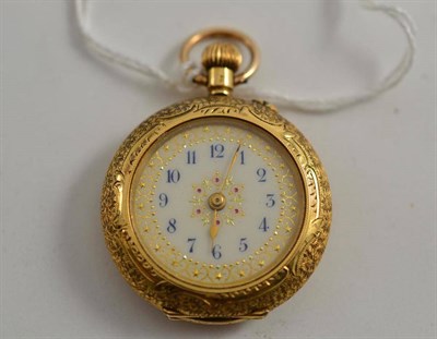 Lot 160 - An 18ct gold enamel lady's watch