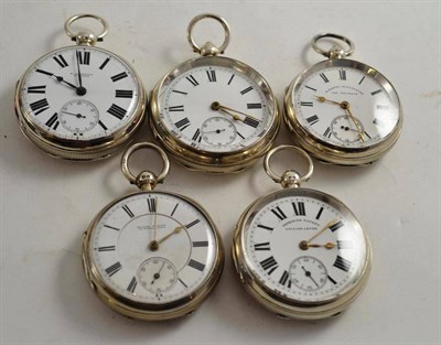 Lot 168 - Five silver open faced pocket watches