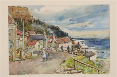 Lot 526 - Rowland Henry Hill (1873-1952) A mother and child on a coastal road  Signed and dated 1939,...