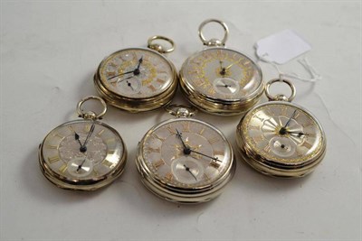 Lot 182 - Five silver open faced pocket watches