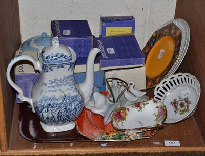 Lot 191 - Six pieces of boxed Wedgwood, a Wedgwood coffee pot, two pieces of Nao china and a quantity of...