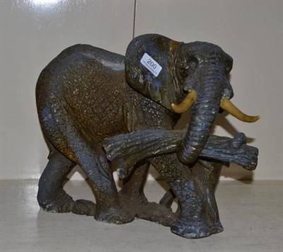 Lot 200 - A large carved soapstone figure of an elephant