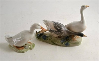 Lot 213 - Two Royal Copenhagen figures of geese