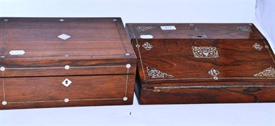 Lot 217 - A 19th century rosewood lap desk and a Victorian rosewood workbox