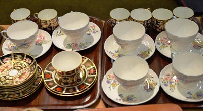 Lot 220 - Six Shelley wild flowers pattern breakfast cups and saucers and a collection of Royal Crown...