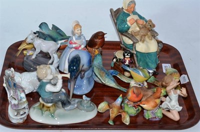 Lot 228 - A Royal Doulton figure HN2221 Nanny, and assorted Royal Copenhagen, Royal Worcester, Beswick...