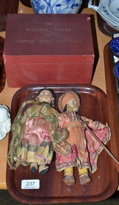 Lot 237 - Two Indian dolls and a boxed set of The Works of Alfred Lord Tennyson