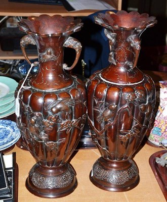 Lot 240 - Pair of Japanese bronze vases