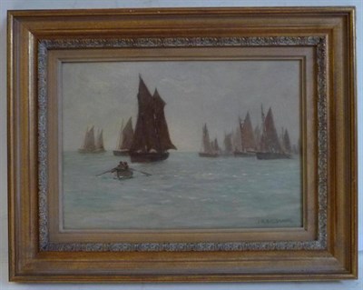 Lot 533 - Joseph Richard Bagshawe RBA (1870-1909) A Fishing Fleet  Signed, oil on panel, 24cm by 34cm...