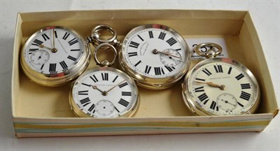 Lot 257 - Four silver open faced pocket watches