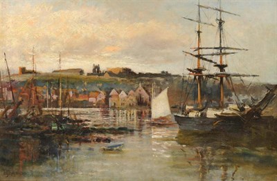 Lot 536 - Alfred George Morgan (1848-1930) Whitby Harbour Signed, oil on canvas, 49cm by 74cm