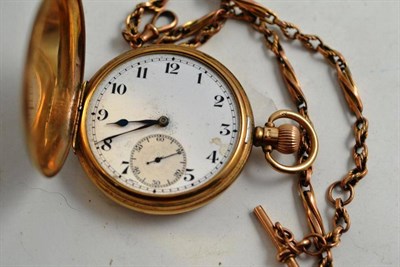 Lot 275 - A 9ct gold cased full hunter pocket watch and two odd chains