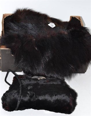 Lot 294 - Three fur collars, a muff and a purse