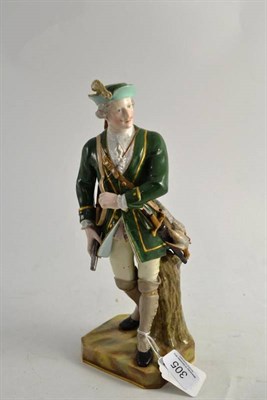 Lot 305 - A Meissen figure of a game keeper (a.f.), 29cm high