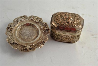 Lot 311 - Indian white metal pedestal dish and an Indian box (2)