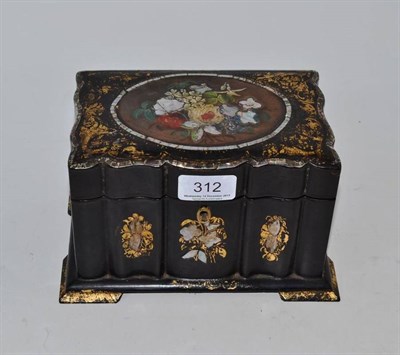 Lot 312 - A papier-mache tea caddy