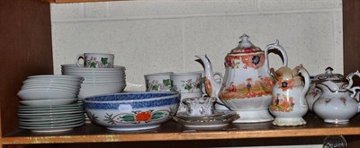 Lot 332 - A shelf of ceramics including a Japanese bowl, a Royal Doulton Tiverton pattern part tea and dinner