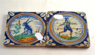 Lot 361 - Two Spanish tin glazed tiles