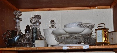 Lot 369 - Assorted cut glassware, modern clocks, plated ware etc