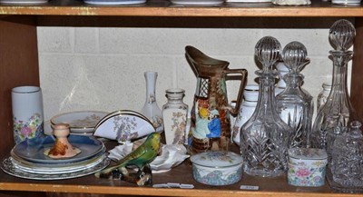 Lot 370 - A collection of decorative ceramics and glass including Aynsley, Worcester, and cut glass decanters