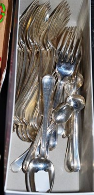 Lot 392 - Twenty seven pieces from a Victorian silver canteen comprising fourteen forks and thirteen assorted