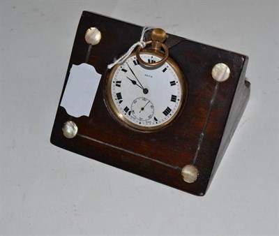 Lot 408 - A 9ct gold cased pocket watch, stand and citrine fob