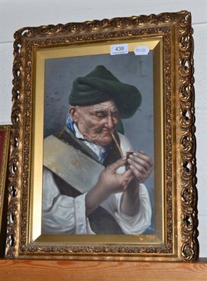 Lot 438 - Pair of Italian oil paintings depicting elderly gentlemen smoking pipes, attributed to Roberto...