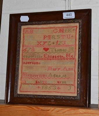 Lot 440 - A small 19th century framed sampler